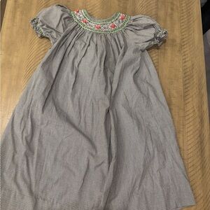 Oriental smocked girls dress 6x bishop a line embroidered flowers